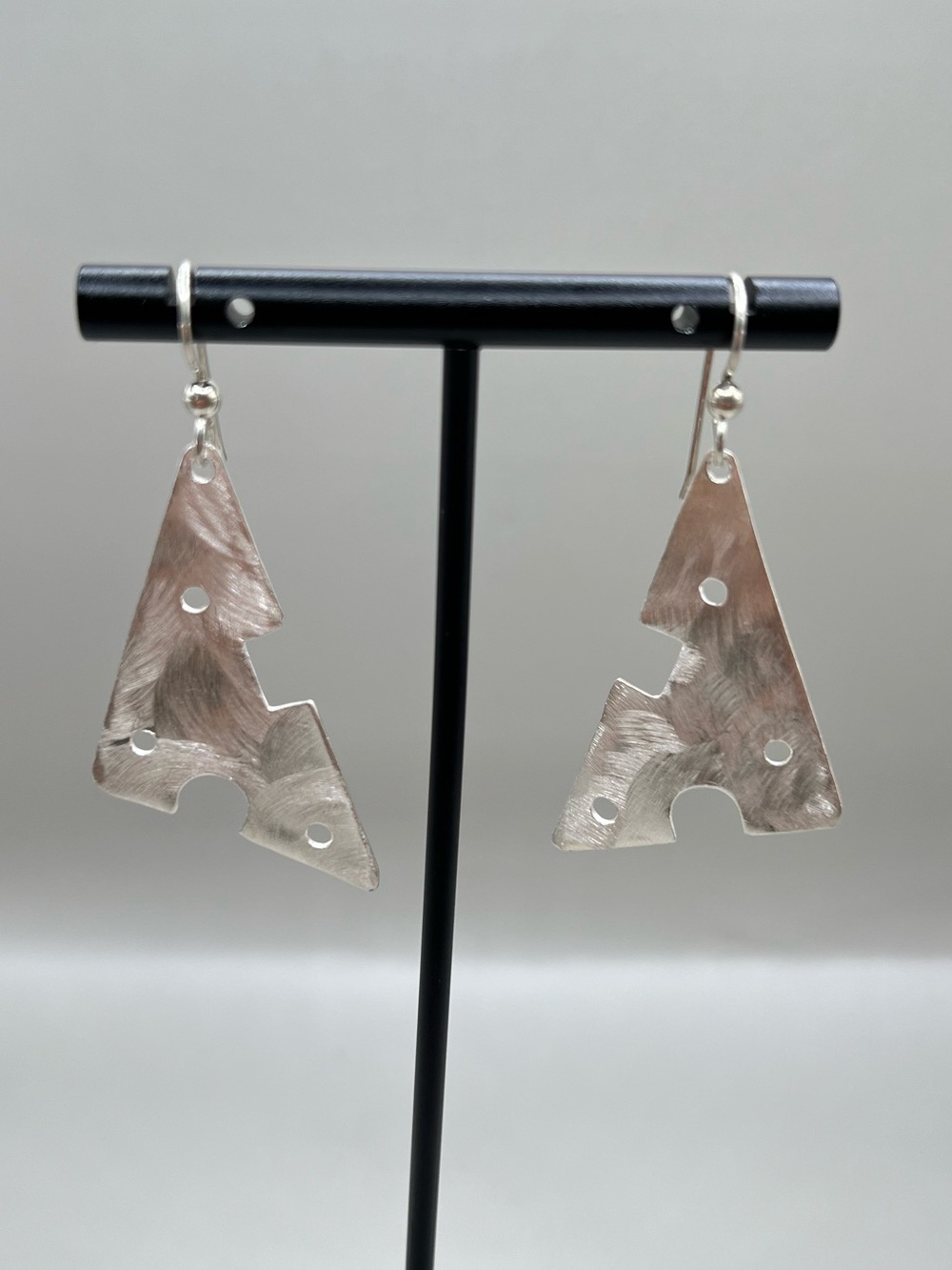 Sterling Silver Geometric Cut Out Triangle Drop Earrings